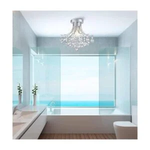 Bestier Lámpara de techo moderna de cristal plateado_6