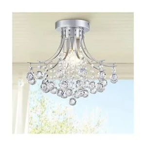 Bestier Lámpara de techo moderna de cristal plateado_5