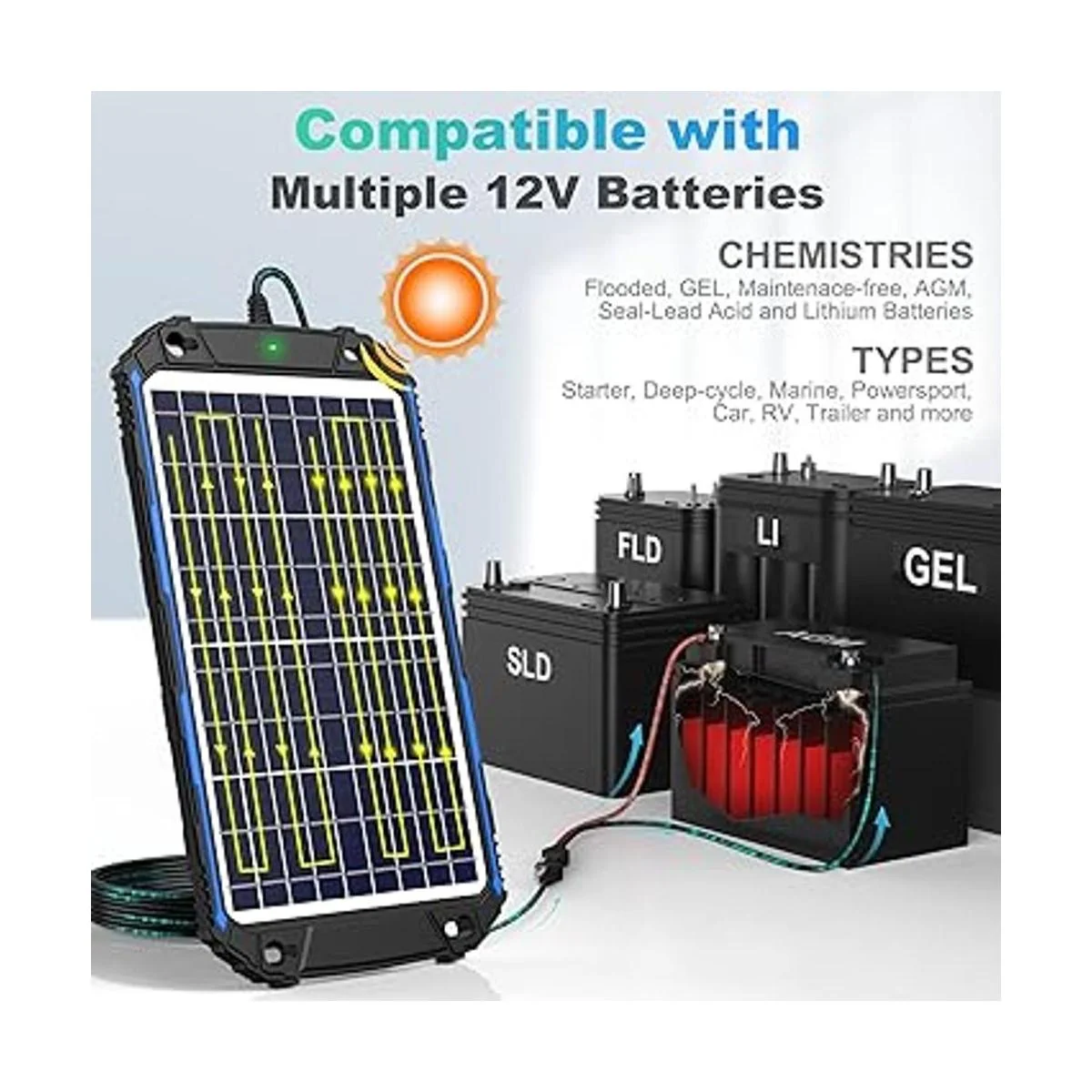 SUNER POWER Cargador y mantenedor de batería solar de 10 W_4