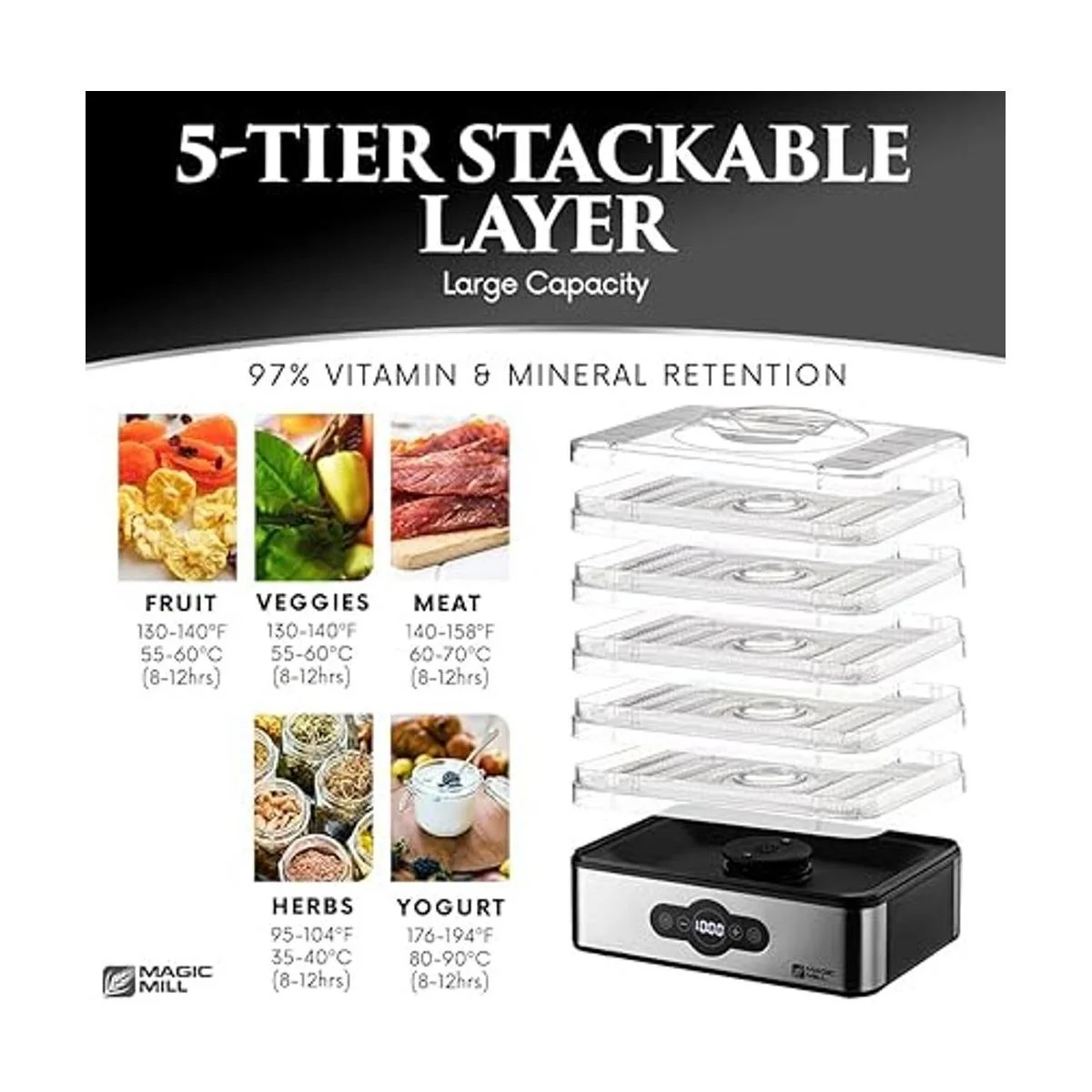 Magic Mill Máquina deshidratadora de alimentos 5_6