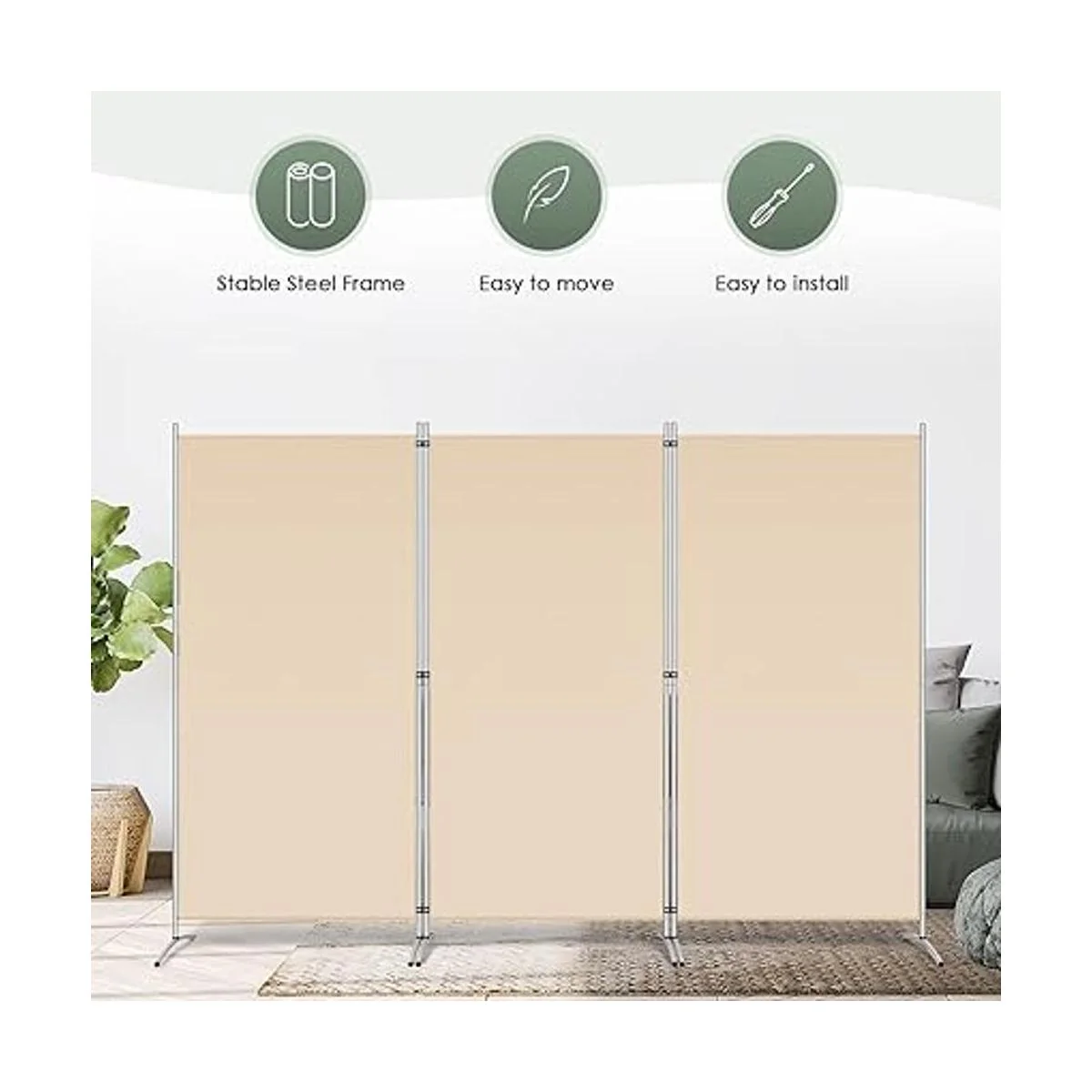 RANTILA Divisor de habitación de 3 paneles divisores de_6