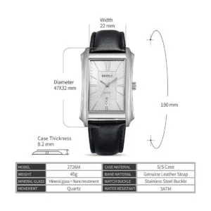 Berny Relojes de cuarzo casuales para hombre caja de_6