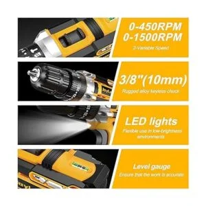 JayLene Juego de brocas inalámbricas de 21 V taladro_2