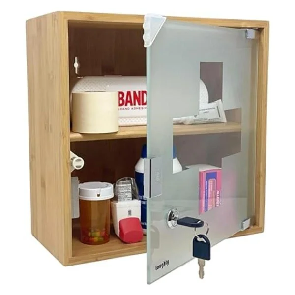 Toughty Gabinete médico con cerradura de bambú para_3
