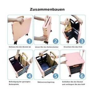 Carro plegable plegable portátil con ruedas para carrito_3