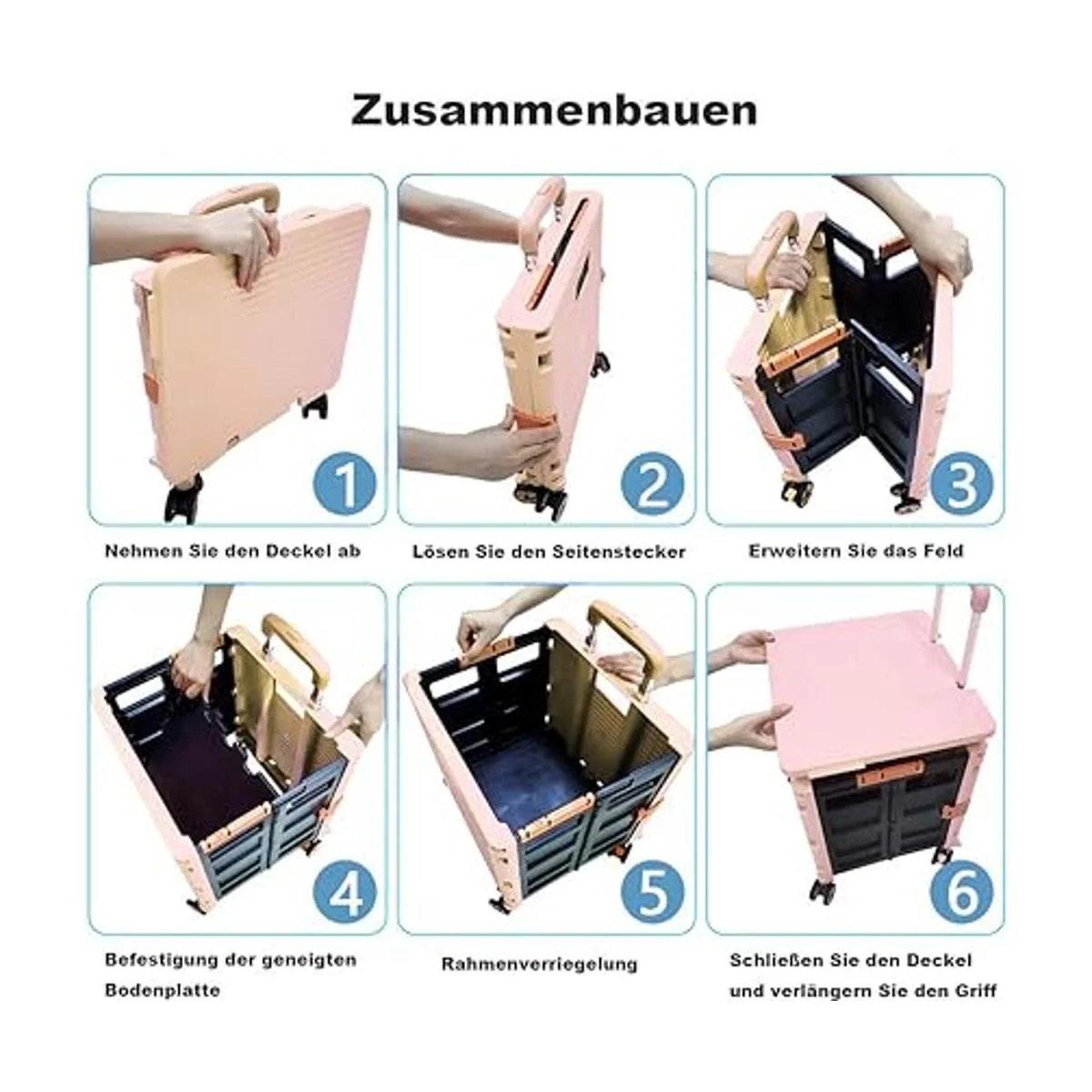 Carro plegable plegable portátil con ruedas para carrito_3