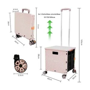 Carro plegable plegable portátil con ruedas para carrito_7