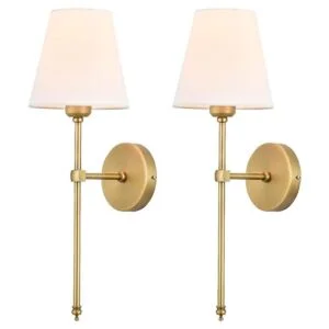 Bsmathom Juego de 2 apliques de pared clásicos de latón_7