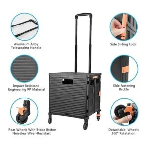 Carrito plegable portátil plegable con mango telescópico_2