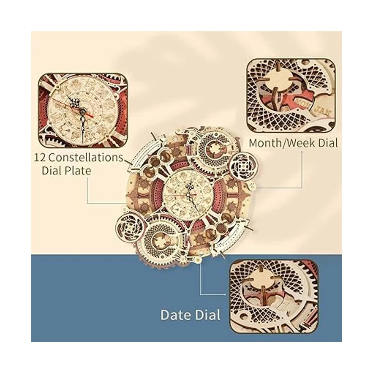 ROKR Reloj de rompecabezas de madera 3D modelo de 12_2