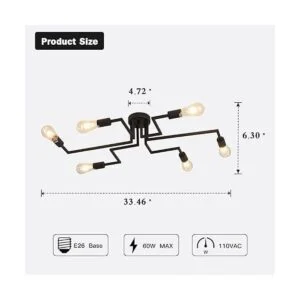 ZGLAOJT Lámpara de techo de 6 luces lámpara de techo_2