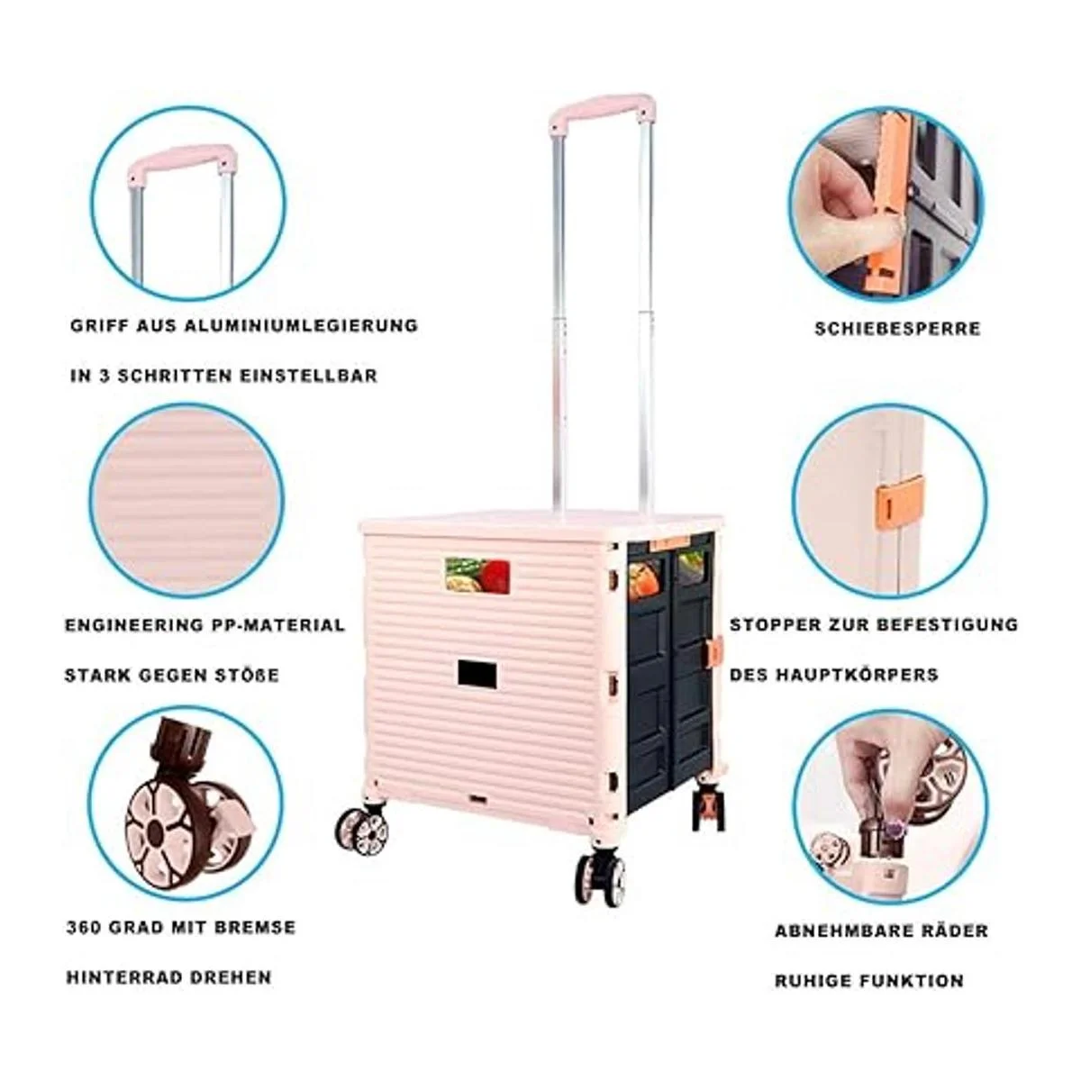 Carro plegable plegable portátil con ruedas para carrito_6