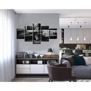 5 piezas de arte de pared inspirador Mindset Is Everything_2