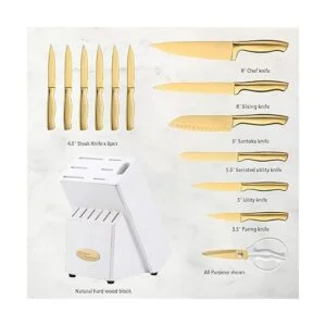 Marco Almond MA21 Juego de cuchillos dorados de lujo_6