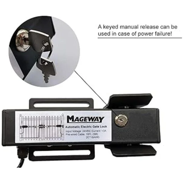 Mageway 24VDC Cerradura de compuerta eléctrica automática_3