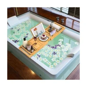 Bandeja de bañera de bambú con asas expandibles soporte_2