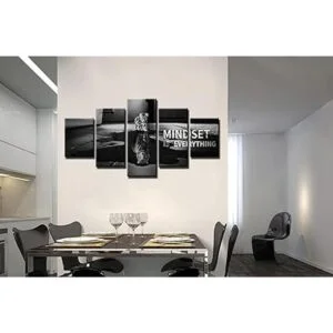 5 piezas de arte de pared inspirador Mindset Is Everything_4