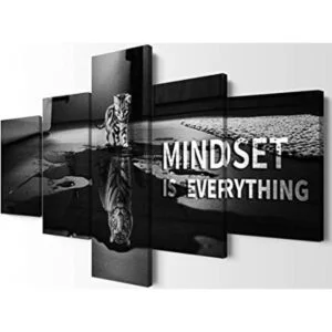 5 piezas de arte de pared inspirador Mindset Is Everything_1