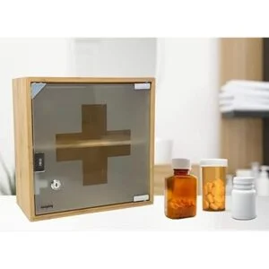 Toughty Gabinete médico con cerradura de bambú para_7