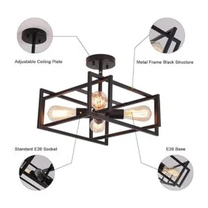 Febeleven Lámpara de techo de metal semiempotrada lámpara_3
