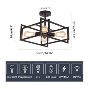 Febeleven Lámpara de techo de metal semiempotrada lámpara_2