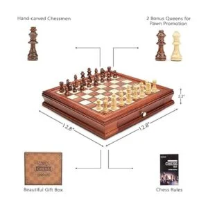 AMEROUS Juego de ajedrez magnético de madera de 12.8_6