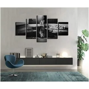 5 piezas de arte de pared inspirador Mindset Is Everything_3