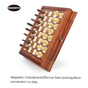 AMEROUS Juego de ajedrez magnético de madera de 12.8_5
