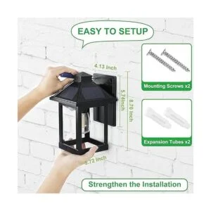 CYHKEE Paquete de 2 faroles solares de pared para_4