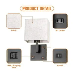 Aplique de pared luz de montaje en pared con puerto USB_3