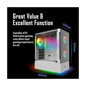 ZEUS GAMDIAS Caja blanca para computadora RGB ATX de media_7
