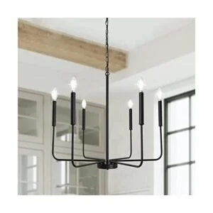 LJHhowe Lámpara de araña negra de 6 luces moderna lámpara_1