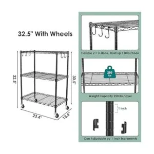 WDT Estantes de almacenamiento de 3 niveles estantes de_4