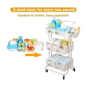 JOLEAD Carrito organizador de pañales para bebé movible_3