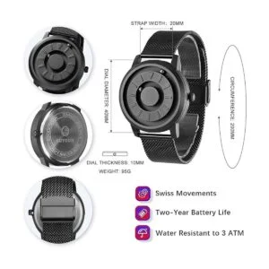 EUTOUR Relojes de pulsera de acero inoxidable para hombre_4