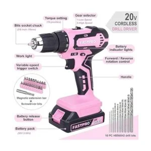 FASTPRO Juego de taladro rosa juego de taladro_2