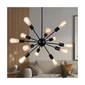 Sputnik Lámpara de araña de color negro moderna de 12_1