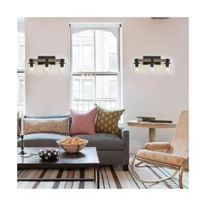 DRNANLIT Luces de tocador de madera rústica 3 luces de_4