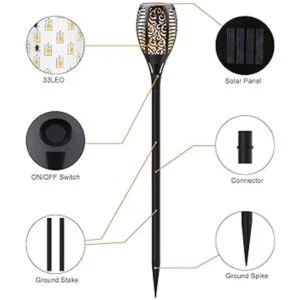 Permande Paquete de 8 luces solares mejoradas con llamas_2