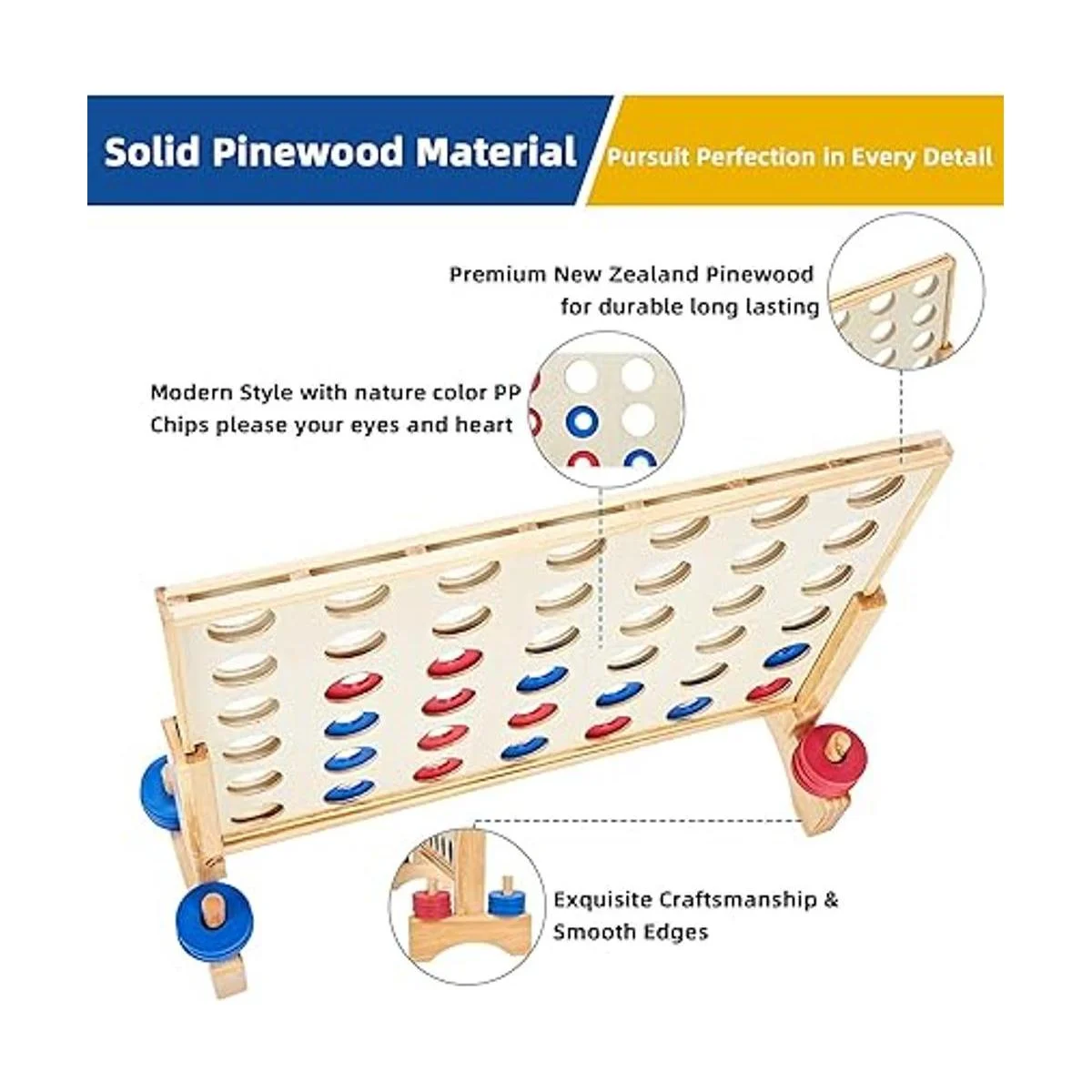 Pointyard Juego gigante de madera 4 en una fila juego_3