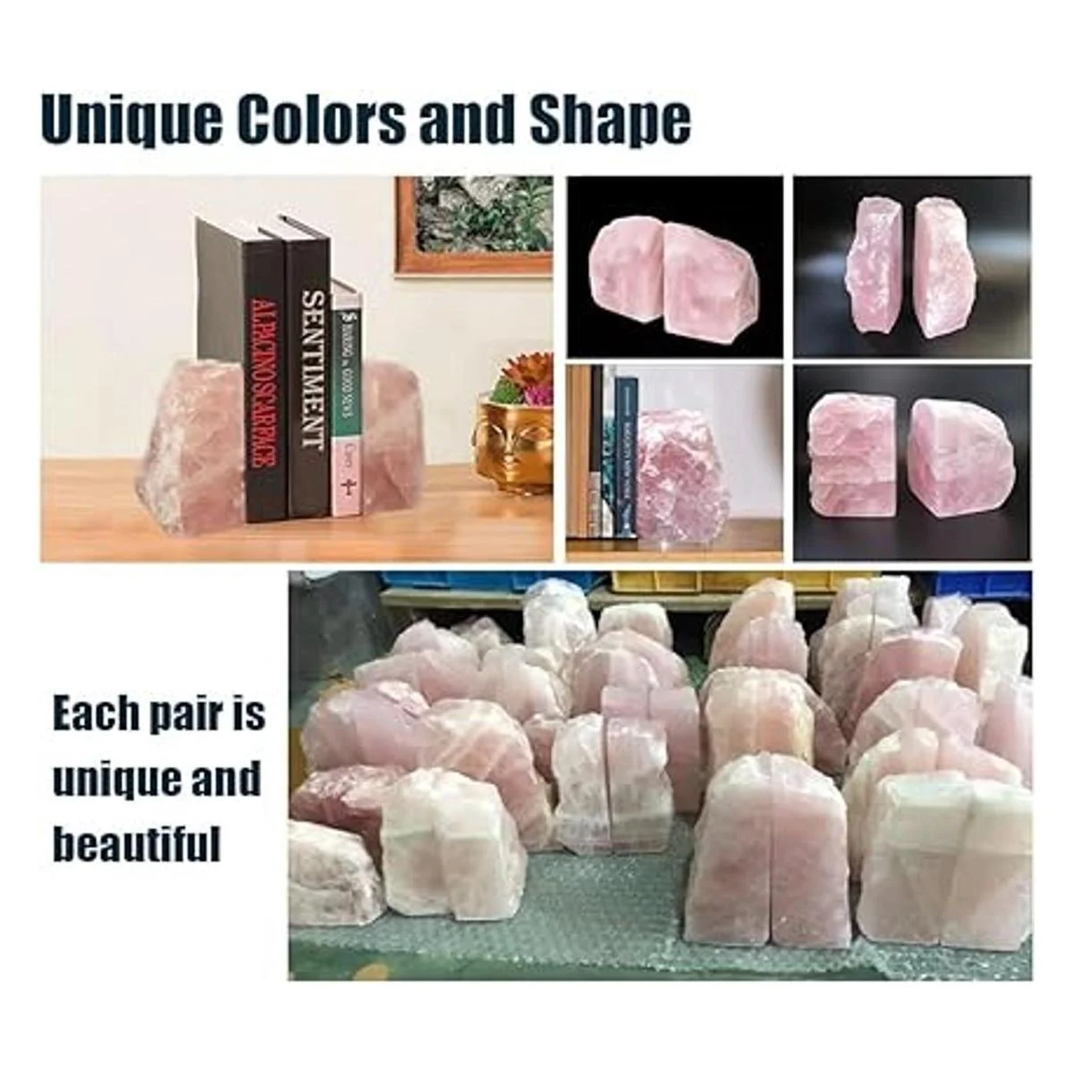 MOGEMT Sujetalibros de cristal rosados resistentes y_5