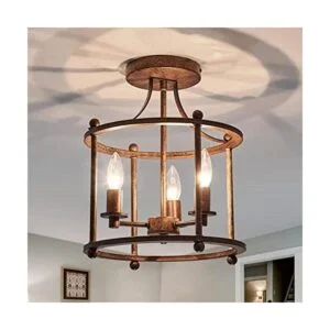 UOFUS Lámparas de techo vintage de 3 luces semiempotradas_1