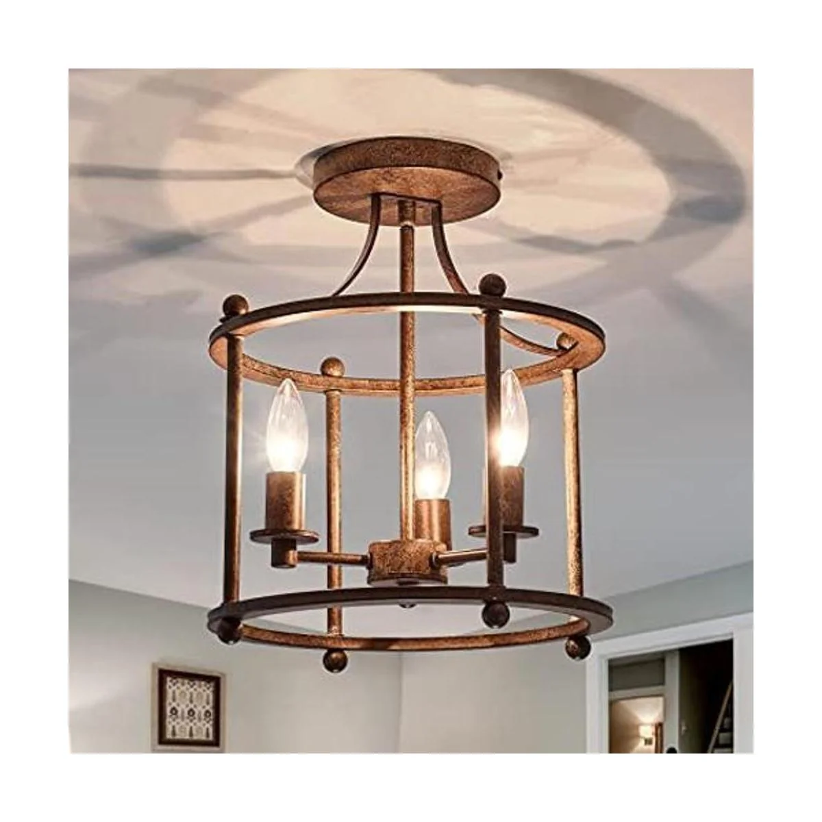 UOFUS Lámparas de techo vintage de 3 luces semiempotradas_1