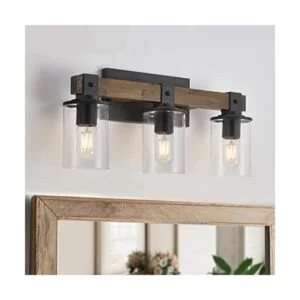 DRNANLIT Luces de tocador de madera rústica 3 luces de_1