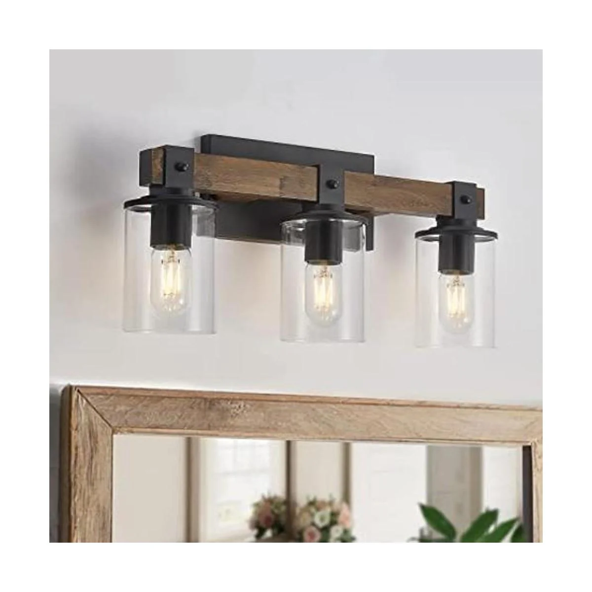 DRNANLIT Luces de tocador de madera rústica 3 luces de_1