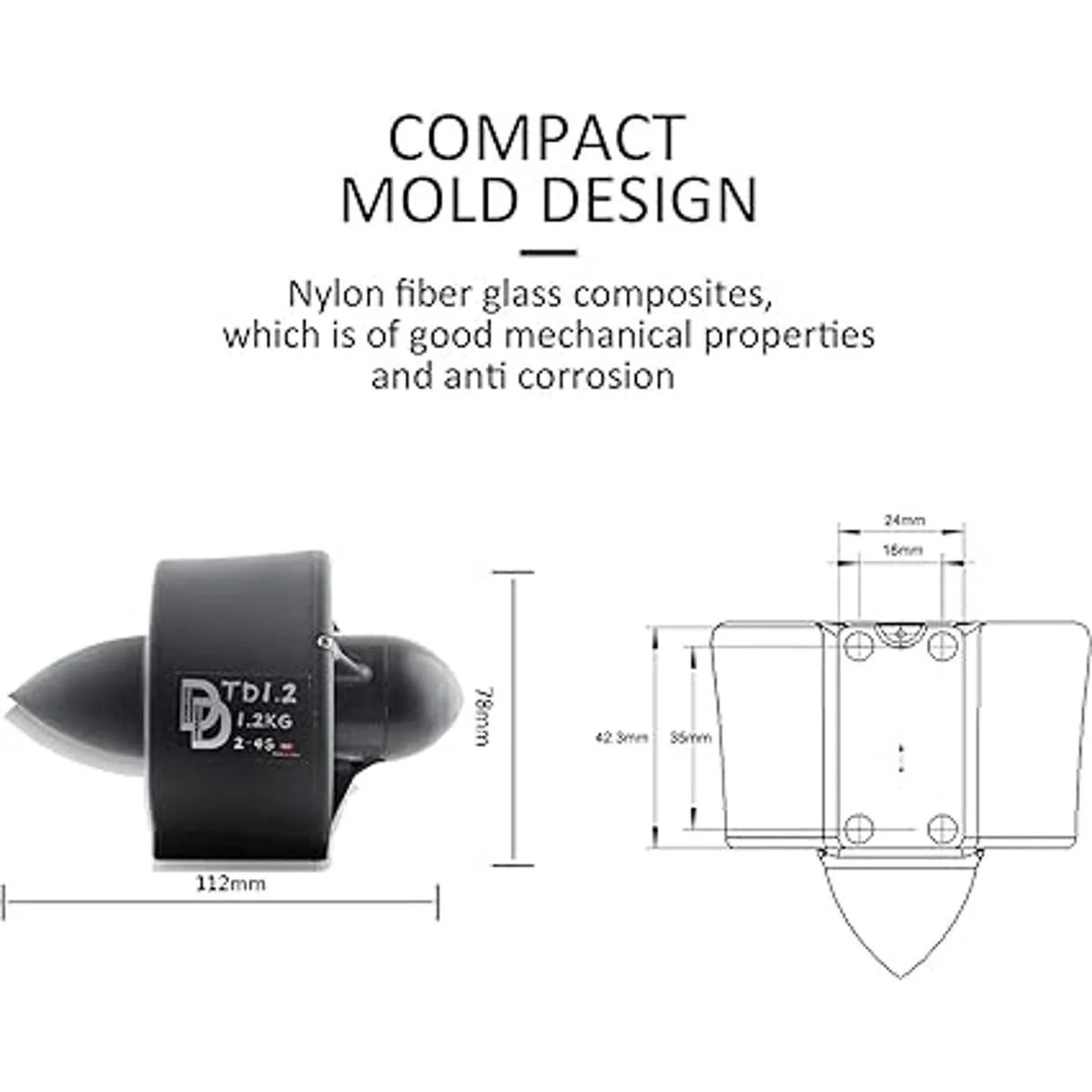 Thruster subacuático de 2.6 lbs de empuje de 12 V sin_2