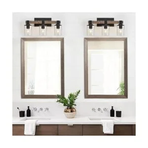 DRNANLIT Luces de tocador de madera rústica 3 luces de_2