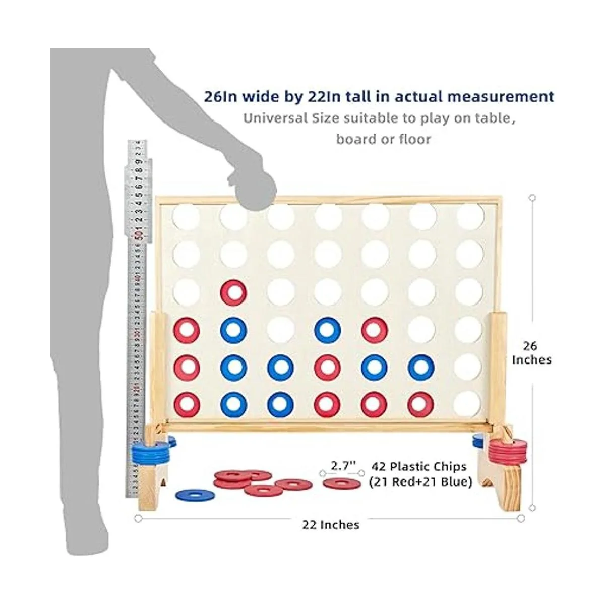 Pointyard Juego gigante de madera 4 en una fila juego_2
