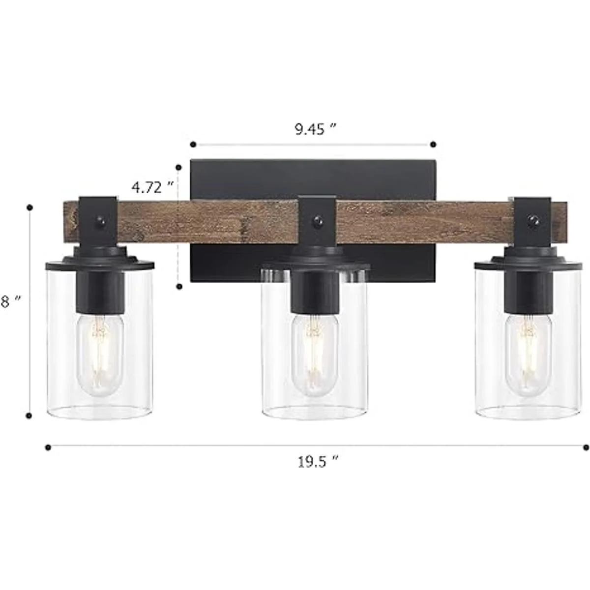 DRNANLIT Luces de tocador de madera rústica 3 luces de_3