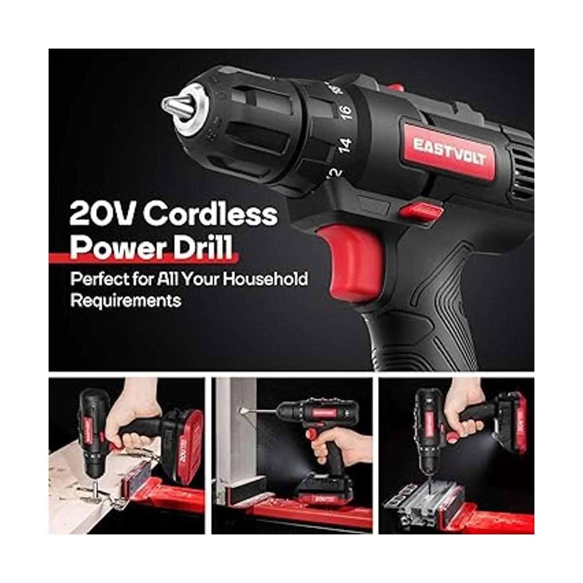Eastvolt Kit de taladro eléctrico inalámbrico máximo de 20_2